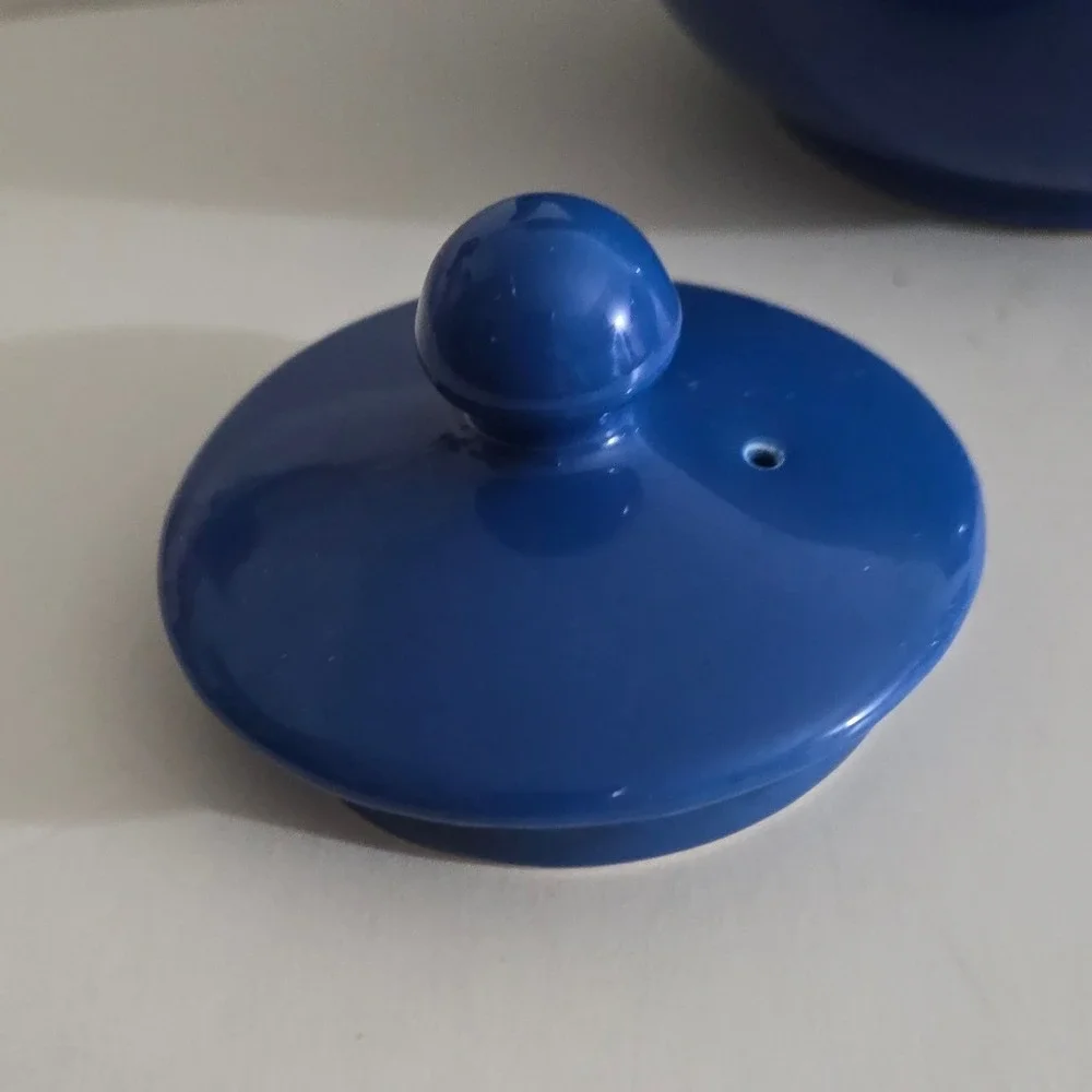 Cobalt Blue‎ Ceramic Teapot Round Glazed Tea Pot with Lid 4 Cup